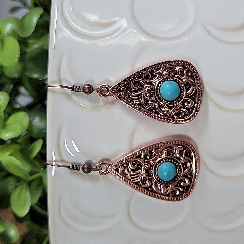 Copper Cowgirl Drop Earrings - Picture 4 of 7